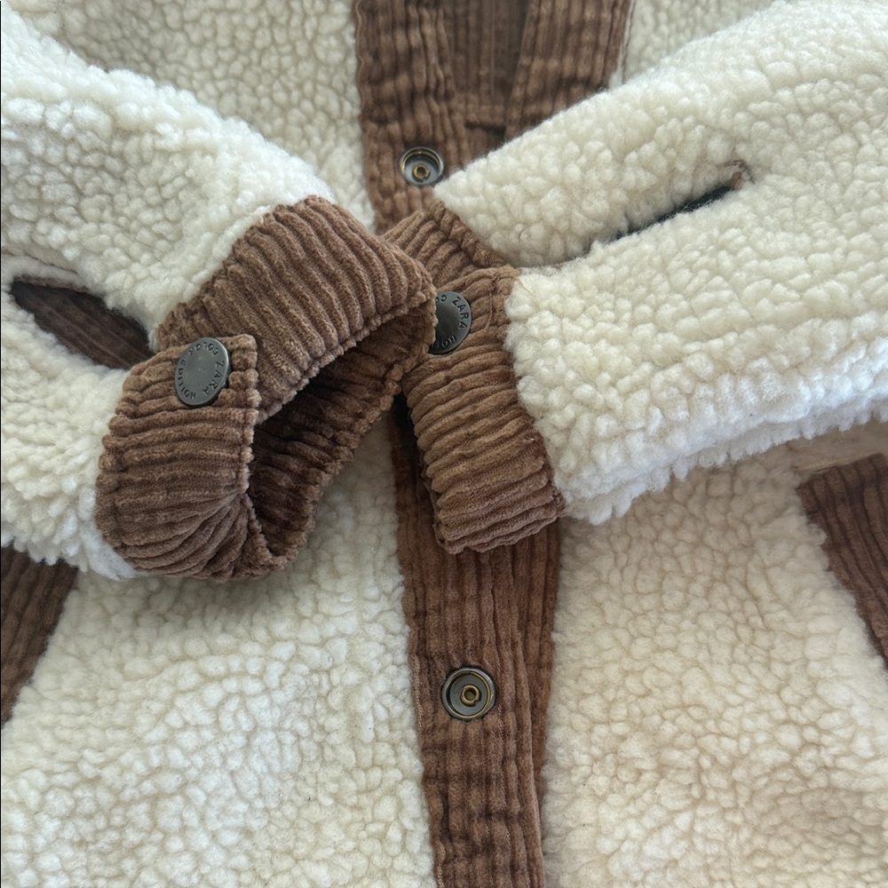 Zara Reversible Brown Corduroy & Sherpa Kids Jacket - Picture 3 of 3